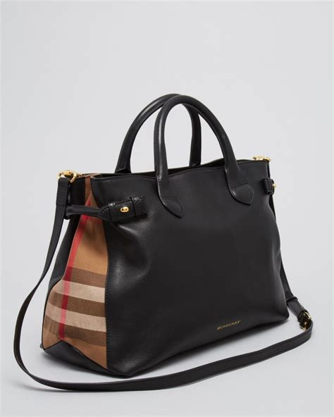 burberry leather and house check satchel|burberry banner house check tote.